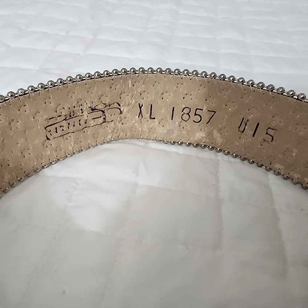 B.B. Simon White and Silver Studded Belt - Picture 5 of 7